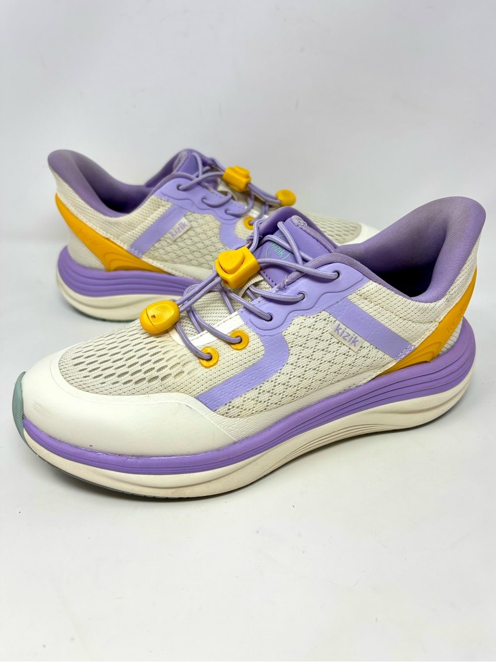 Kizik Hands Free London White Purple Shoes Sneakers Bungee Lace Women's Size 7